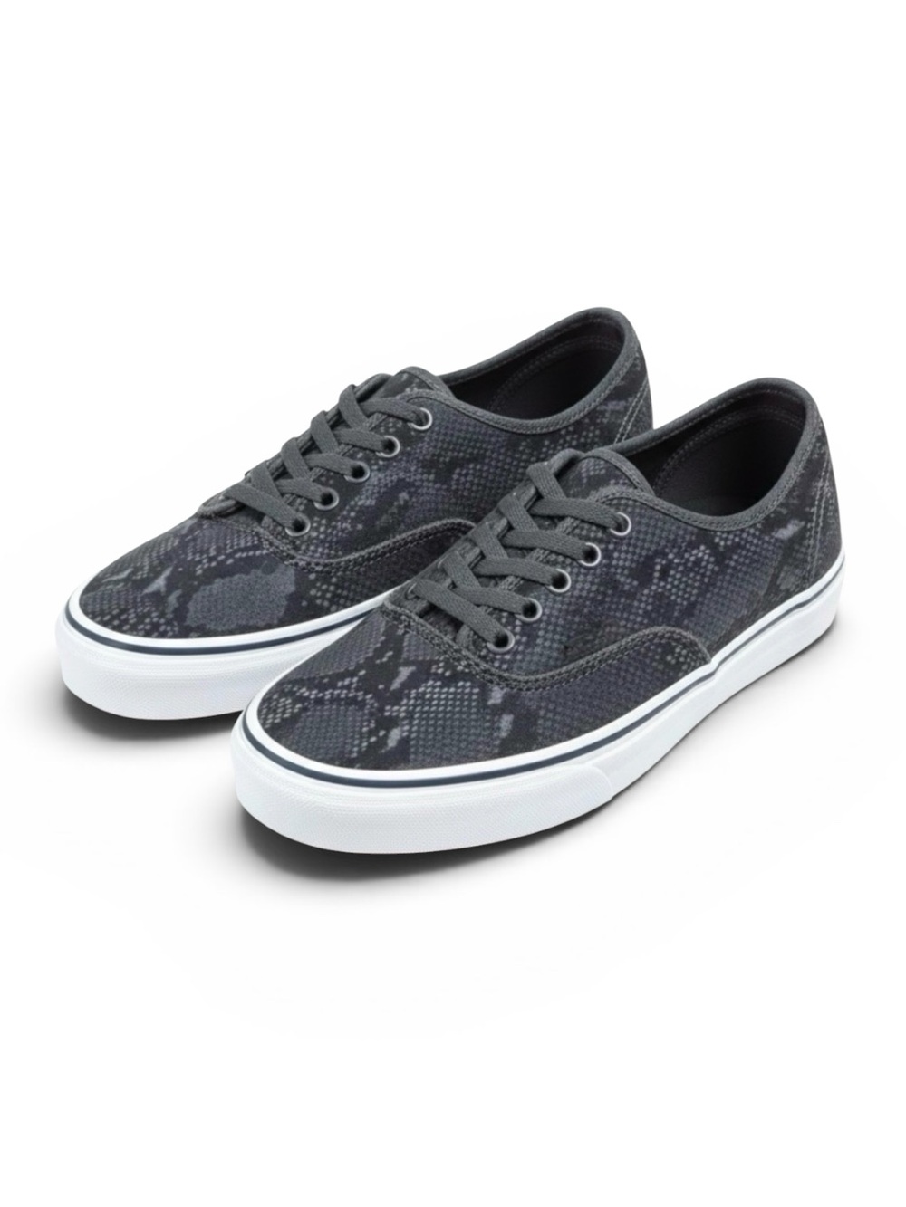 Vans Gray Snake Print Canvas Skate Sneakers Lace Up Low Top Shoes Size 9